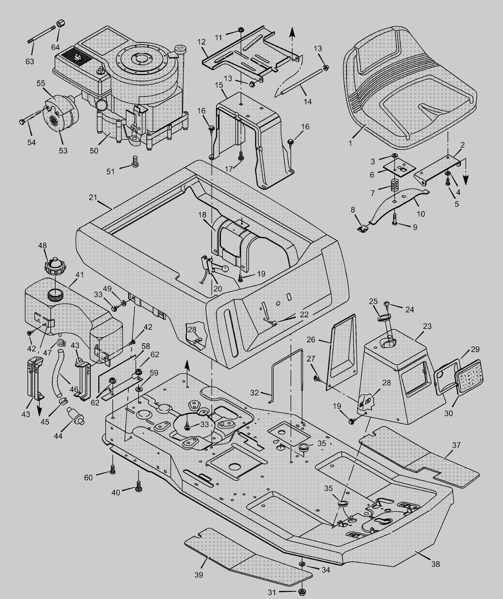 Body Chassis Diagram and Parts List for 30575X8C  Briggs and Stratton Lawn Tractor